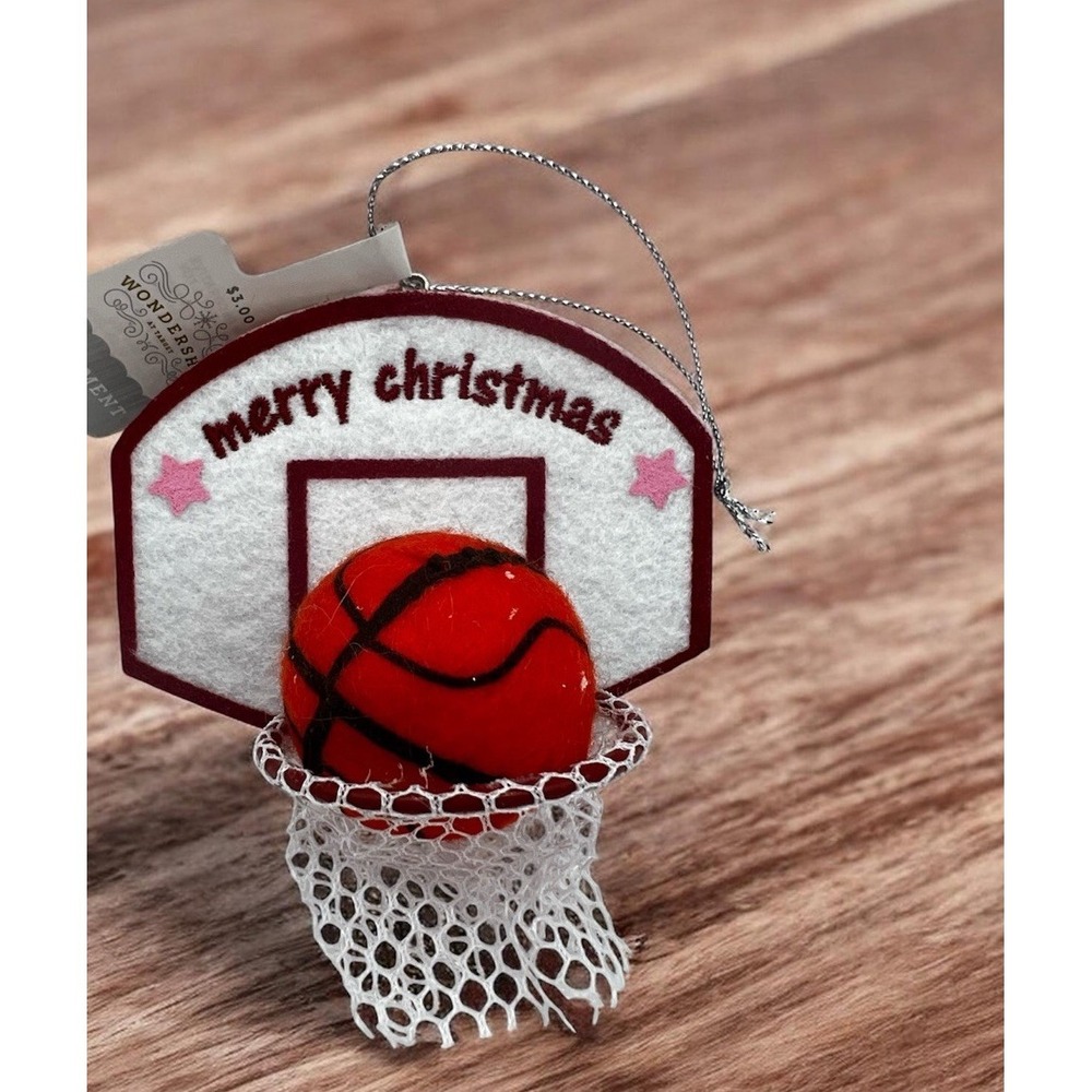Basketball Christmas Ornament Felt Hoop Sports Holiday Tree Decor Gift Vtg